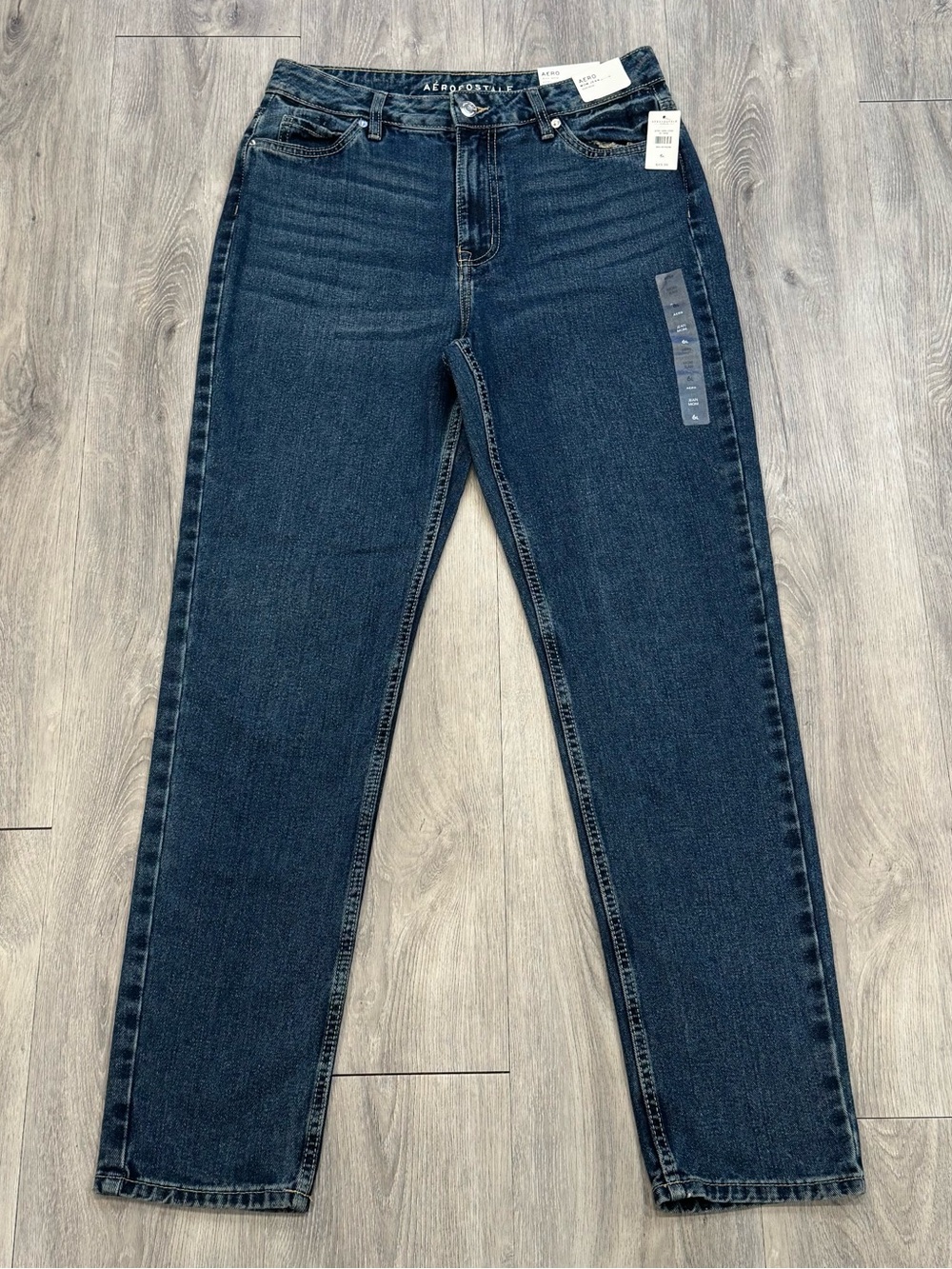 Aeropostale Dark Indigo Wash High Rise Straight Leg Mom Jeans